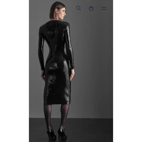 Ralph Lauren Collection Purple Label Black Sequin Cocktail Midi Dress Gown 2 XS - Picture 3 of 8